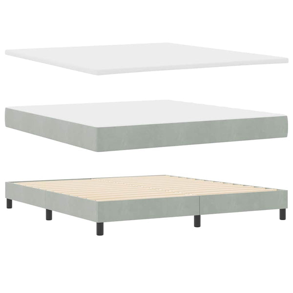 vidaXL LED Box Spring Bed with Mattress Light Gray 180 x 200 cm Velvet