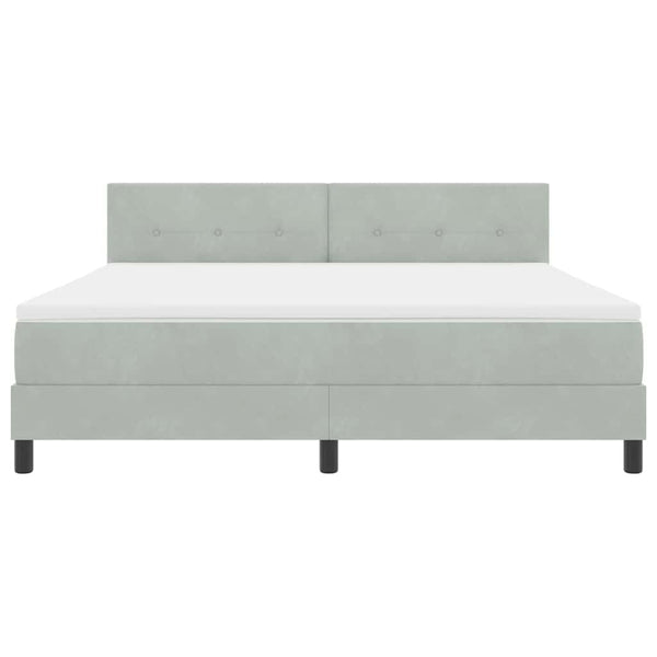 vidaXL LED Box Spring Bed with Mattress Light Gray 180 x 200 cm Velvet