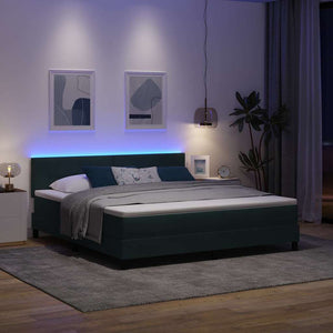 vidaXL LED Box Spring Bed with Mattress Dark Green 180 x 200 cm Velvet