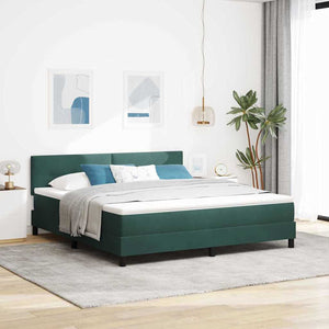 vidaXL LED Box Spring Bed with Mattress Dark Green 180 x 200 cm Velvet