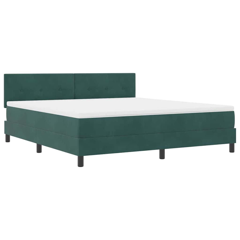 vidaXL LED Box Spring Bed with Mattress Dark Green 180 x 200 cm Velvet