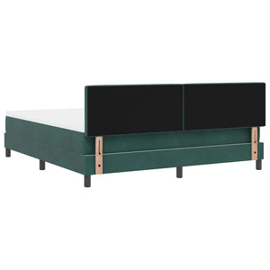 vidaXL LED Box Spring Bed with Mattress Dark Green 180 x 200 cm Velvet