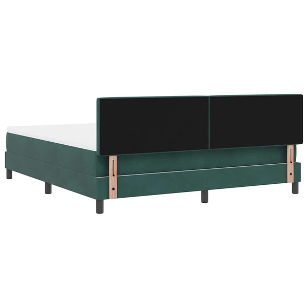 vidaXL LED Box Spring Bed with Mattress Dark Green 180 x 200 cm Velvet