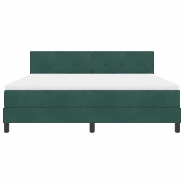 vidaXL LED Box Spring Bed with Mattress Dark Green 180 x 200 cm Velvet