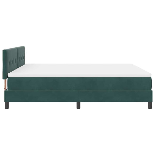 vidaXL LED Box Spring Bed with Mattress Dark Green 180 x 200 cm Velvet