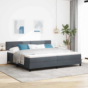 vidaXL LED Box Spring Bed with Mattress Dark Grey 200 x 200 cm Velvet