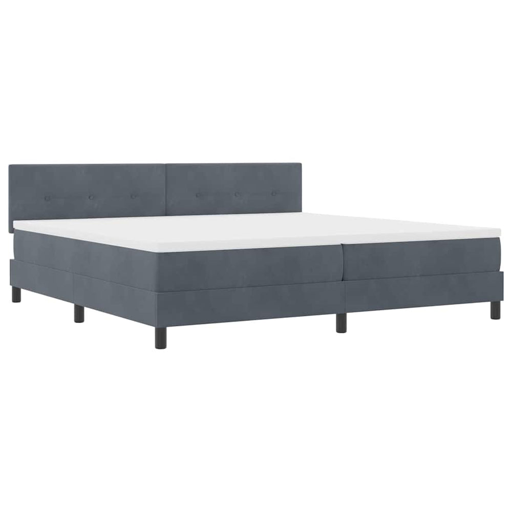 vidaXL LED Box Spring Bed with Mattress Dark Grey 200 x 200 cm Velvet