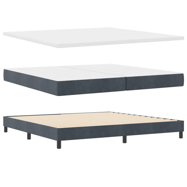 vidaXL LED Box Spring Bed with Mattress Dark Grey 200 x 200 cm Velvet