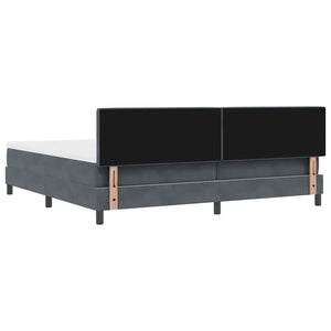 vidaXL LED Box Spring Bed with Mattress Dark Grey 200 x 200 cm Velvet