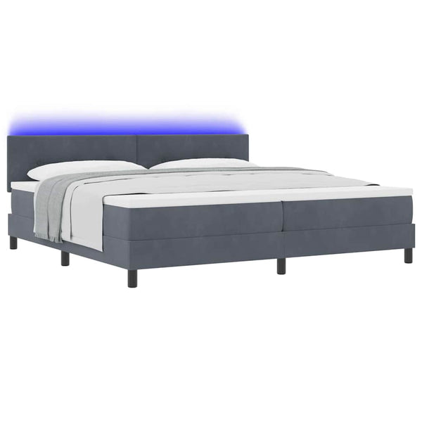 vidaXL LED Box Spring Bed with Mattress Dark Grey 200 x 200 cm Velvet