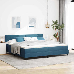 vidaXL LED Box Spring Bed with Mattress Dark Blue 200 x 200 cm Velvet