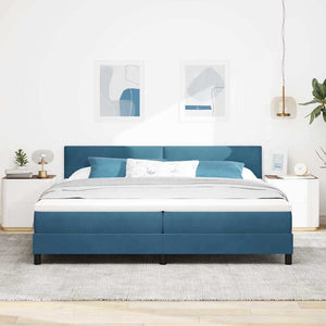 vidaXL LED Box Spring Bed with Mattress Dark Blue 200 x 200 cm Velvet