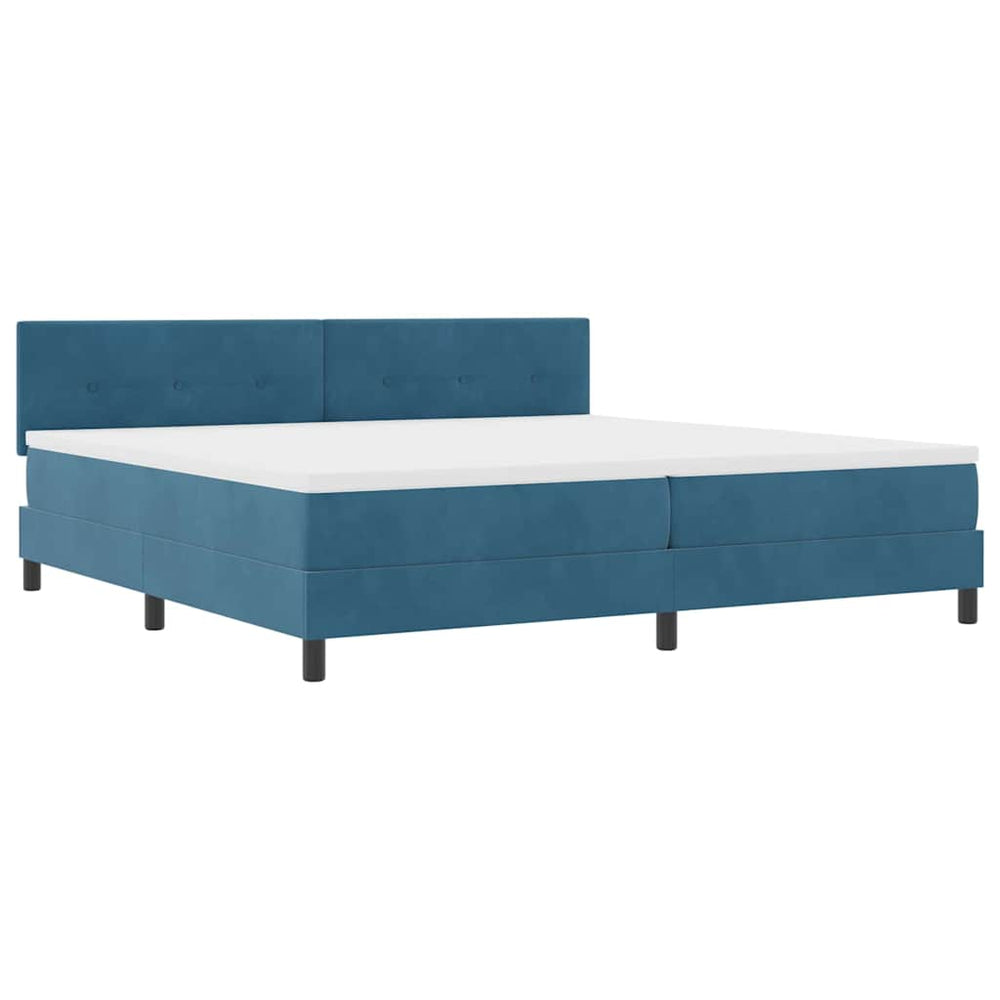 vidaXL LED Box Spring Bed with Mattress Dark Blue 200 x 200 cm Velvet