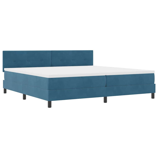 vidaXL LED Box Spring Bed with Mattress Dark Blue 200 x 200 cm Velvet