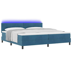 vidaXL LED Box Spring Bed with Mattress Dark Blue 200 x 200 cm Velvet