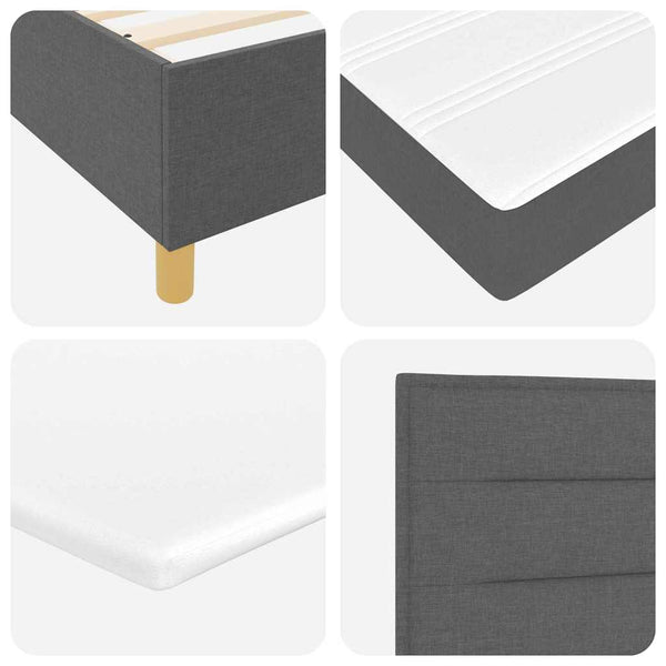 vidaXL LED Box Spring Bed with Mattress Dark Grey 80 x 200 cm Fabric