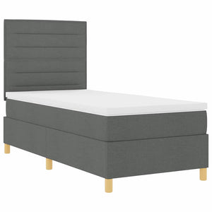vidaXL LED Box Spring Bed with Mattress Dark Grey 80 x 200 cm Fabric