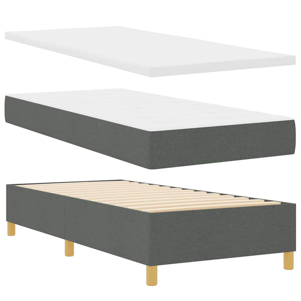 vidaXL LED Box Spring Bed with Mattress Dark Grey 80 x 200 cm Fabric