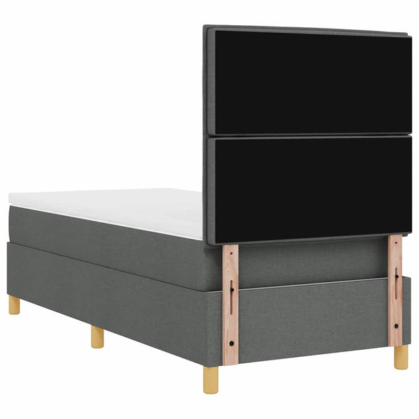 vidaXL LED Box Spring Bed with Mattress Dark Grey 80 x 200 cm Fabric