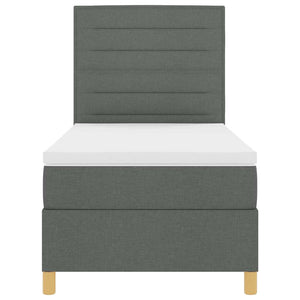 vidaXL LED Box Spring Bed with Mattress Dark Grey 80 x 200 cm Fabric
