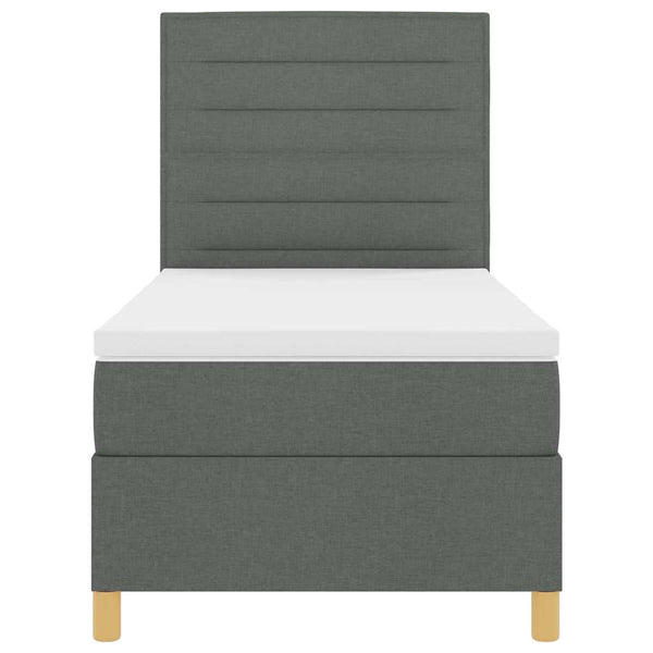 vidaXL LED Box Spring Bed with Mattress Dark Grey 80 x 200 cm Fabric