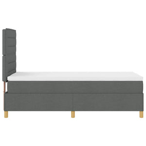 vidaXL LED Box Spring Bed with Mattress Dark Grey 80 x 200 cm Fabric