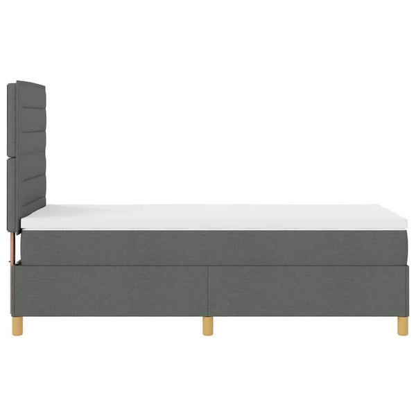 vidaXL LED Box Spring Bed with Mattress Dark Grey 80 x 200 cm Fabric