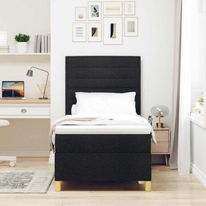 vidaXL LED Box Spring Bed with Mattress Black 80 x 200 cm Fabric