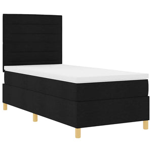 vidaXL LED Box Spring Bed with Mattress Black 80 x 200 cm Fabric