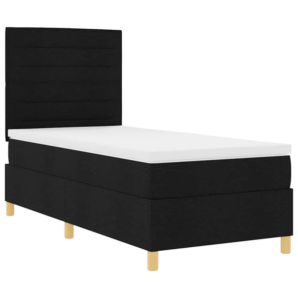 vidaXL LED Box Spring Bed with Mattress Black 80 x 200 cm Fabric