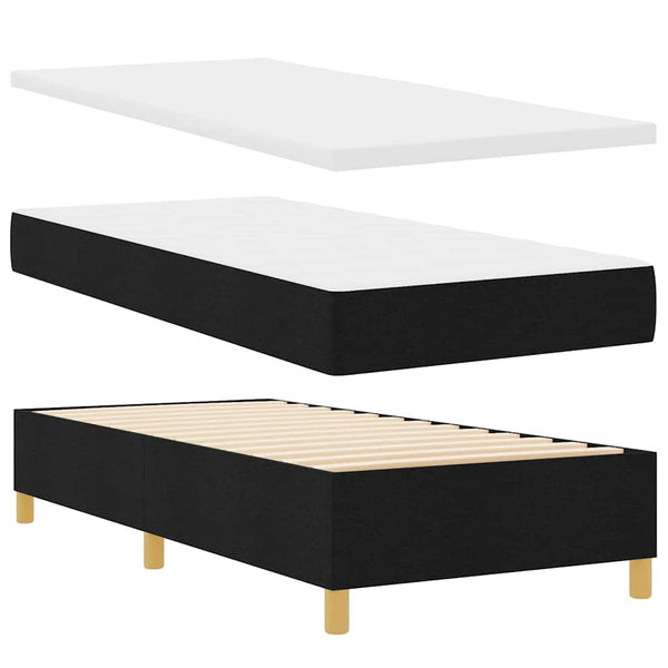 vidaXL LED Box Spring Bed with Mattress Black 80 x 200 cm Fabric