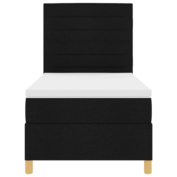 vidaXL LED Box Spring Bed with Mattress Black 80 x 200 cm Fabric