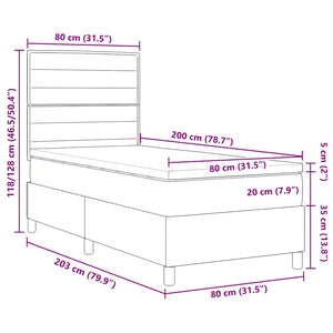 vidaXL LED Box Spring Bed with Mattress Black 80 x 200 cm Fabric