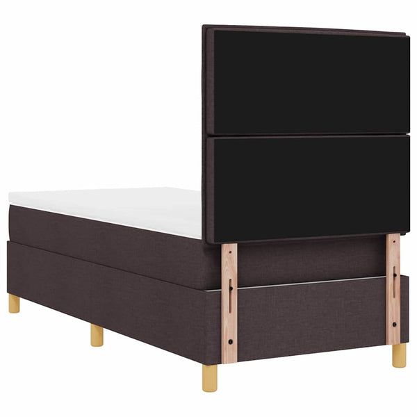 vidaXL LED Box Spring Bed with Mattress Dark Brown 80 x 200 cm Fabric
