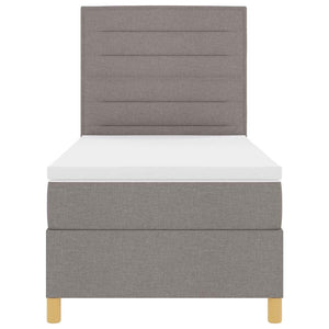 vidaXL LED Box Spring Bed with Mattress Taupe 80 x 200 cm Fabric