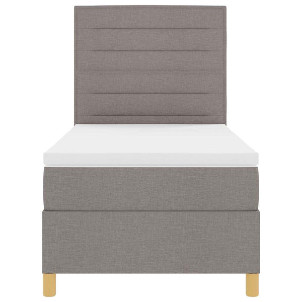 vidaXL LED Box Spring Bed with Mattress Taupe 80 x 200 cm Fabric