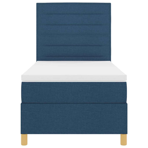 vidaXL LED Box Spring Bed with Mattress Blue 80 x 200 cm Fabric