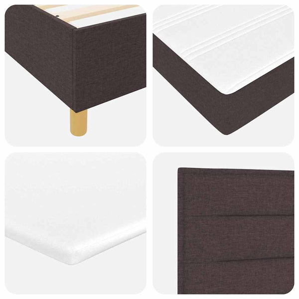 vidaXL LED Box Spring Bed with Mattress Dark Brown 90 x 190 cm Fabric