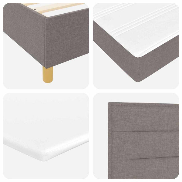 vidaXL LED Box Spring Bed with Mattress Taupe 90 x 190 cm Fabric