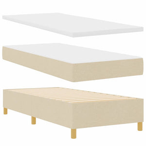 vidaXL LED Box Spring Bed with Mattress Cream 90 x 190 cm Fabric