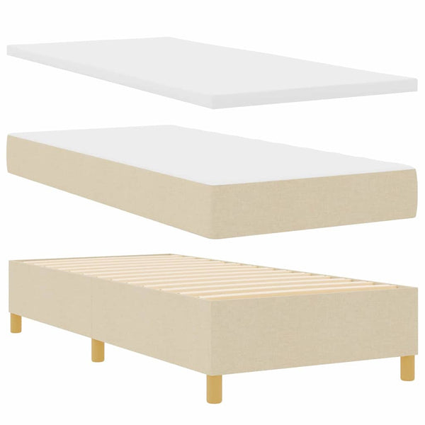 vidaXL LED Box Spring Bed with Mattress Cream 90 x 190 cm Fabric