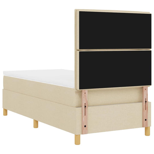 vidaXL LED Box Spring Bed with Mattress Cream 90 x 190 cm Fabric