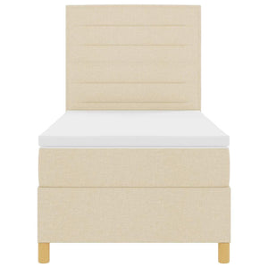 vidaXL LED Box Spring Bed with Mattress Cream 90 x 190 cm Fabric