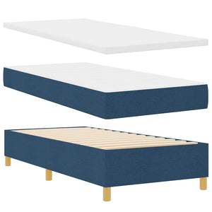 vidaXL LED Box Spring Bed with Mattress Blue 90 x 190 cm Fabric