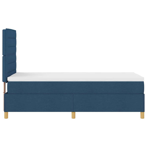 vidaXL LED Box Spring Bed with Mattress Blue 90 x 190 cm Fabric