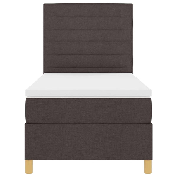 vidaXL LED Box Spring Bed with Mattress Dark Brown 90 x 200 cm Fabric