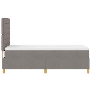vidaXL LED Box Spring Bed with Mattress Taupe 90 x 200 cm Fabric