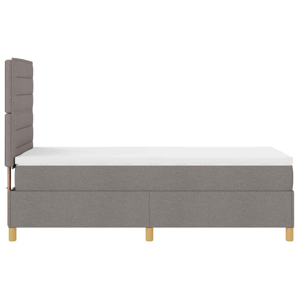 vidaXL LED Box Spring Bed with Mattress Taupe 90 x 200 cm Fabric