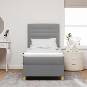 vidaXL LED Box Spring Bed with Mattress Light Gray 100 x 200 cm Fabric