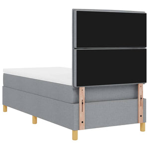 vidaXL LED Box Spring Bed with Mattress Light Gray 100 x 200 cm Fabric